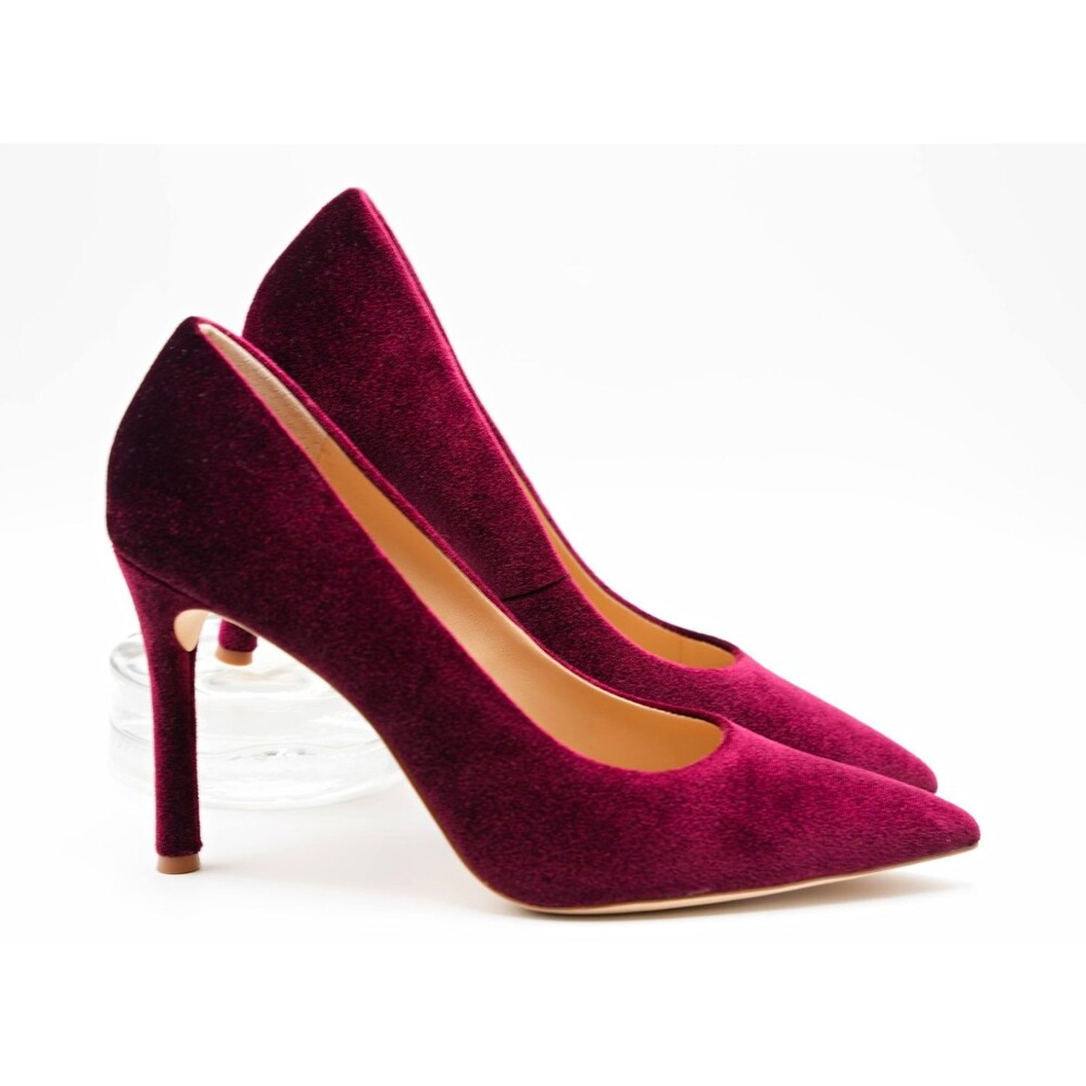 Antonio Malani Burgundy Velvet Pointed Toe Stiletto Pump Slip On Womens 8.5 NWB